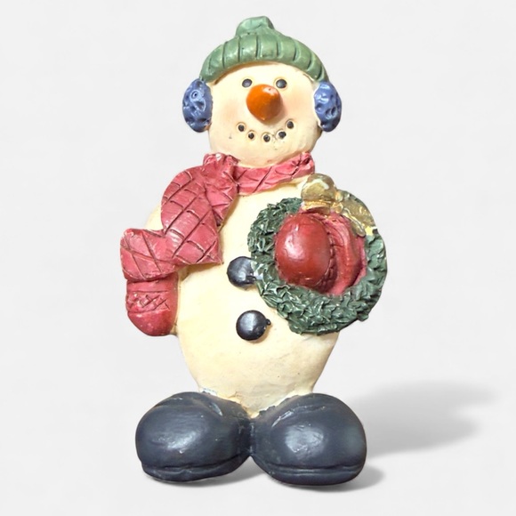 None Jewelry - Holiday snowman Christmas brooch with wreath & red scarf Women’s jewelry